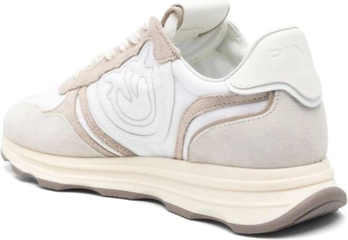 pinko Witte Leren Sneakers met Suède Inzetstukken White Dames