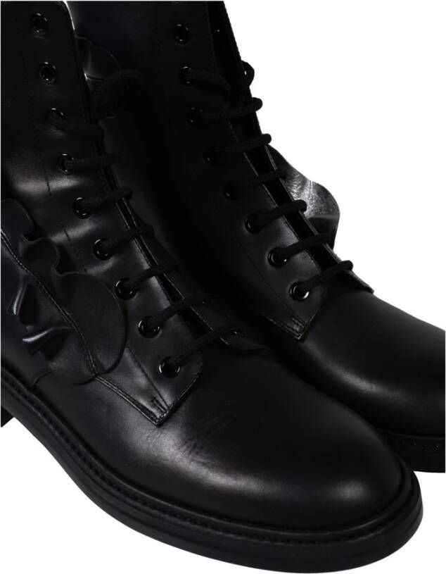 pinko Stijlvolle Veterschoenen Platte Laarzen Black Dames