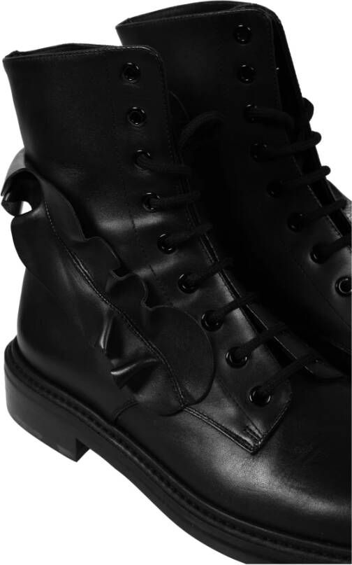 pinko Stijlvolle Veterschoenen Platte Laarzen Black Dames