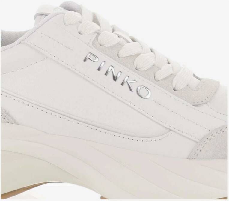 pinko Stijlvolle Zwarte Leren Schoudertas White Dames