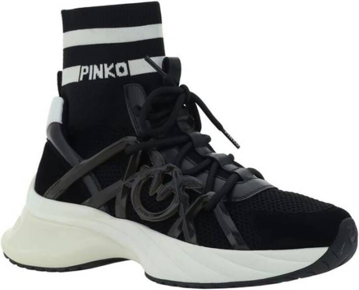 pinko Stretch Sok Sneakers met Geborduurd Logo Black Dames