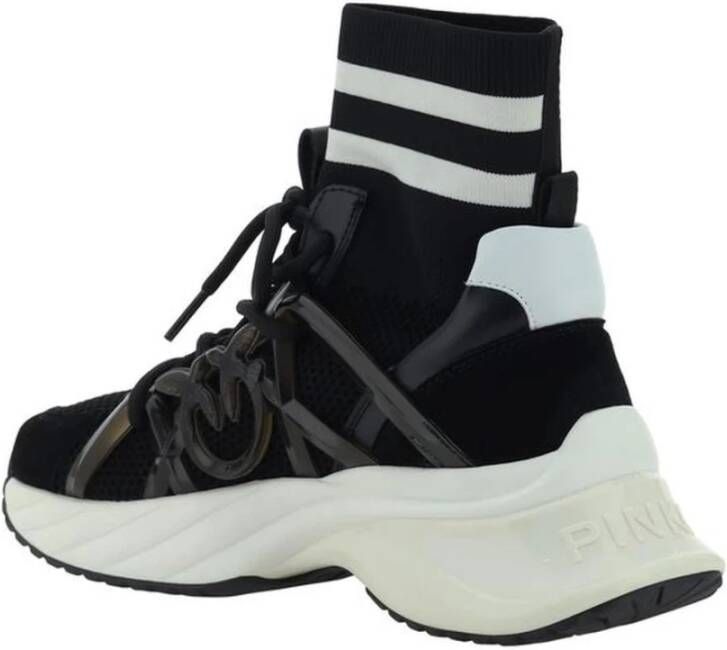 pinko Stretch Sok Sneakers met Geborduurd Logo Black Dames