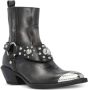 Pinko Studded Zwart Leren Cuban Hak Laarzen Black Dames - Thumbnail 7