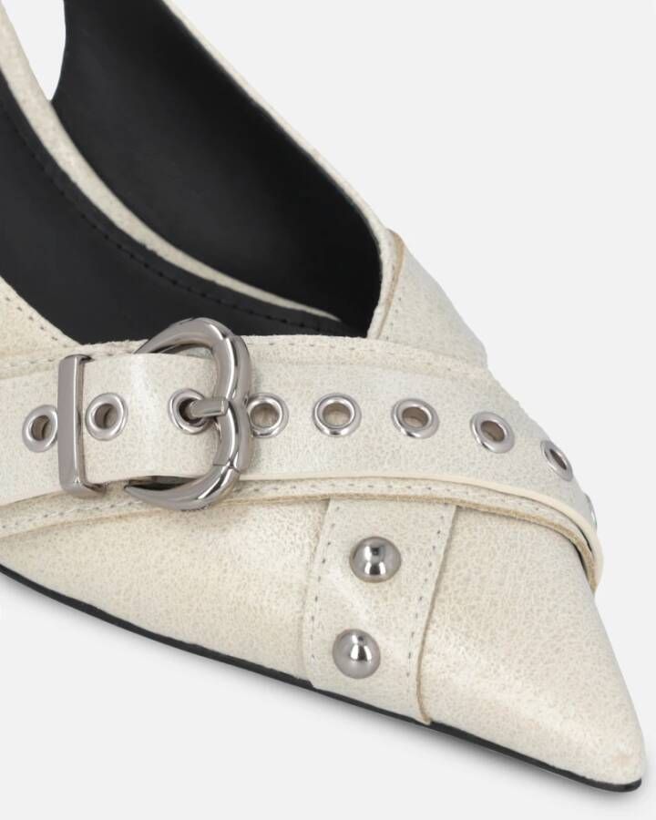 pinko Studded leren slingback hakken met hartgesp Gray Dames