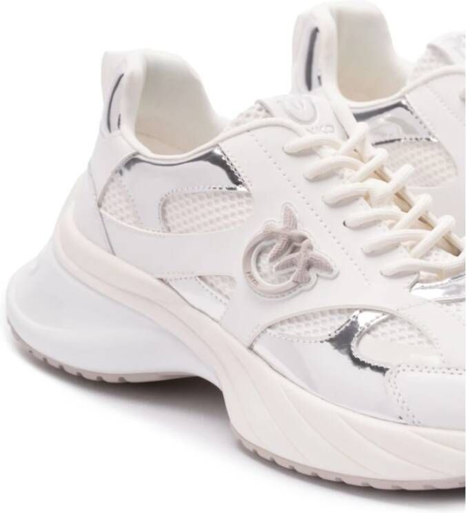 pinko Witte en Zilveren Sneakers voor Vrouwen White Dames