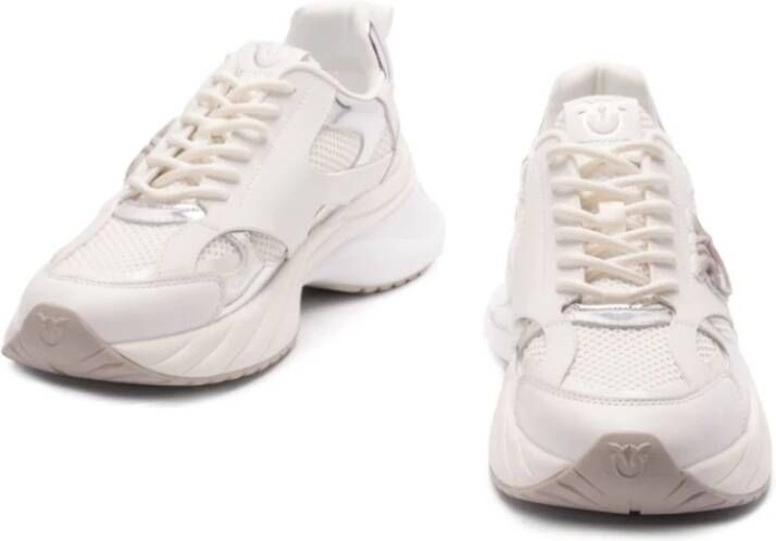 pinko Witte en Zilveren Sneakers voor Vrouwen White Dames