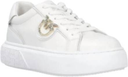 pinko Witte Flatform Sneakers van Leer met Gouden Logo White Dames