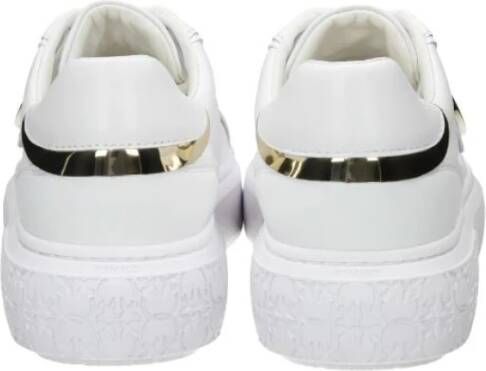 pinko Witte Flatform Sneakers van Leer met Gouden Logo White Dames