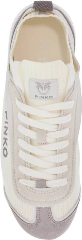 pinko Witte Gebreide Sneakers met Grijze Details White Dames