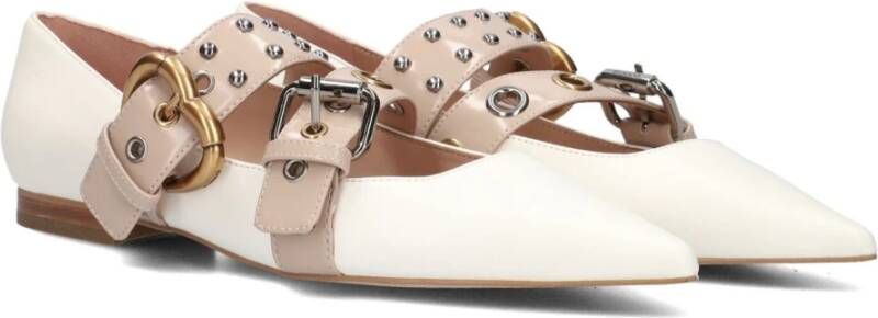 pinko Witte Leren Ballerina met Goud en Zilver Details White Dames