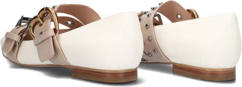 pinko Witte Leren Ballerina met Goud en Zilver Details White Dames