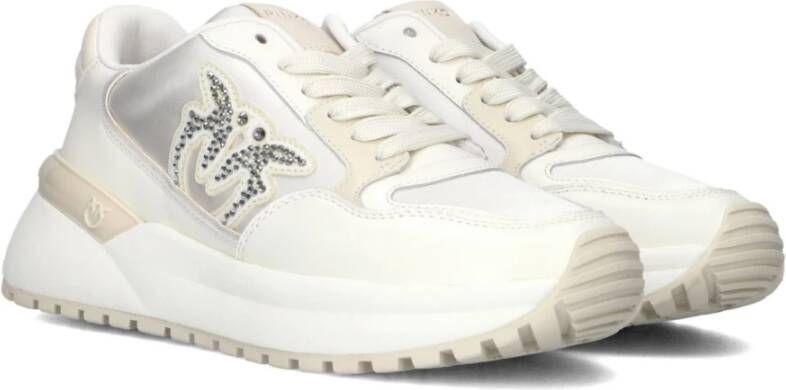 pinko Witte Leren Lage Sneakers White Dames