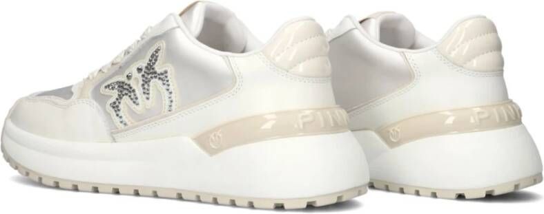 pinko Witte Leren Lage Sneakers White Dames