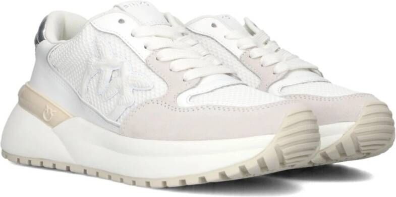 pinko Witte Leren Lage Sneakers White Dames