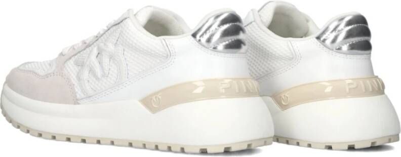 pinko Witte Leren Lage Sneakers White Dames