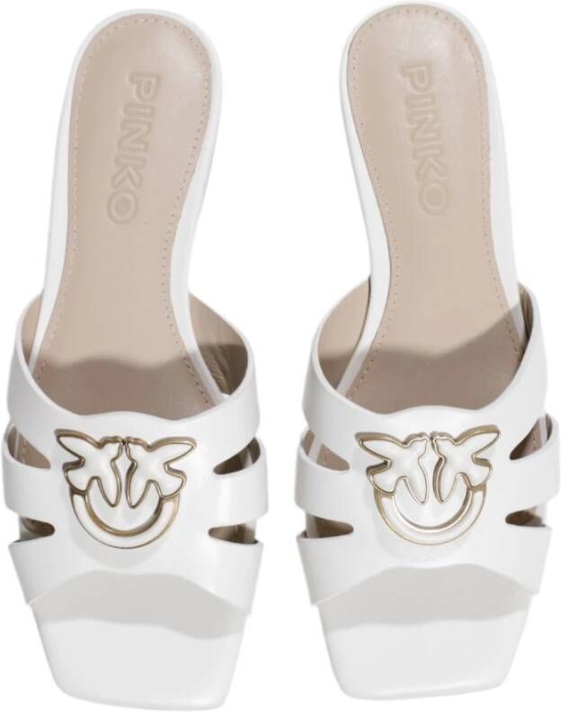 pinko Witte leren sandalen met rubberen zool White Dames