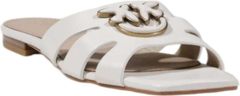 pinko Witte leren sandalen met rubberen zool White Dames