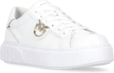 pinko Witte Leren Sneakers Love Birds White Dames