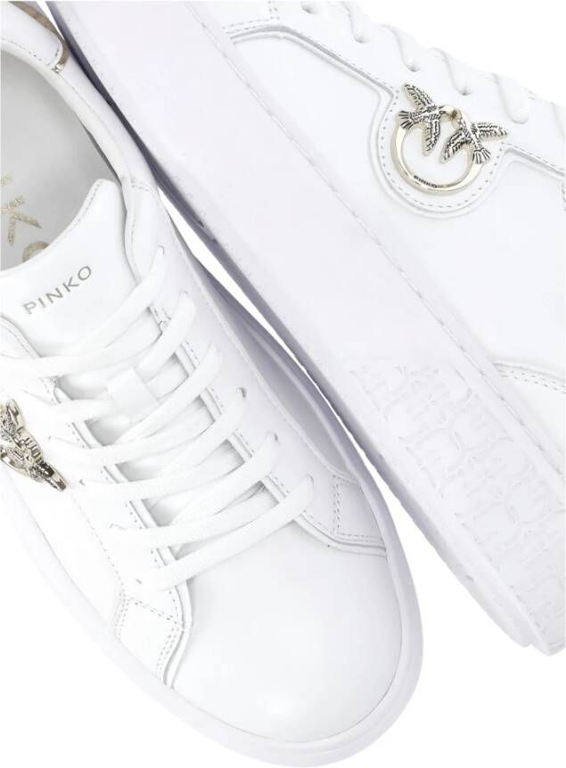 pinko Witte Leren Sneakers Love Birds White Dames