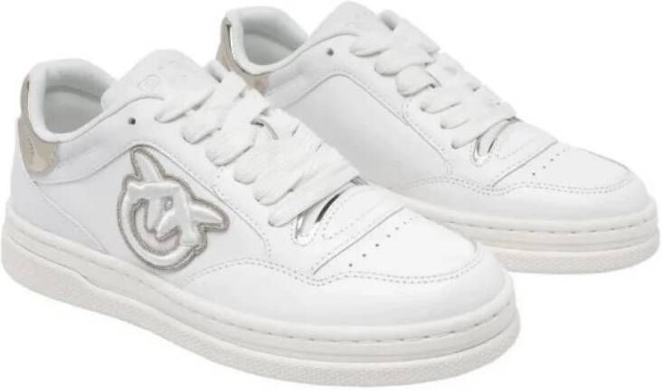 pinko Witte Leren Sneakers met Love Birds Logo White Dames