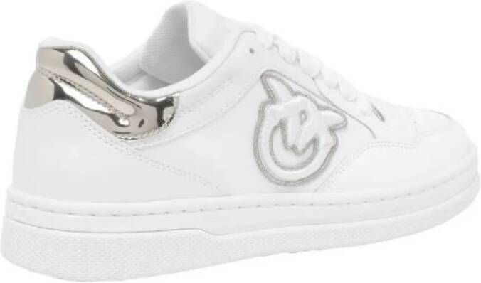 pinko Witte Leren Sneakers met Love Birds Logo White Dames