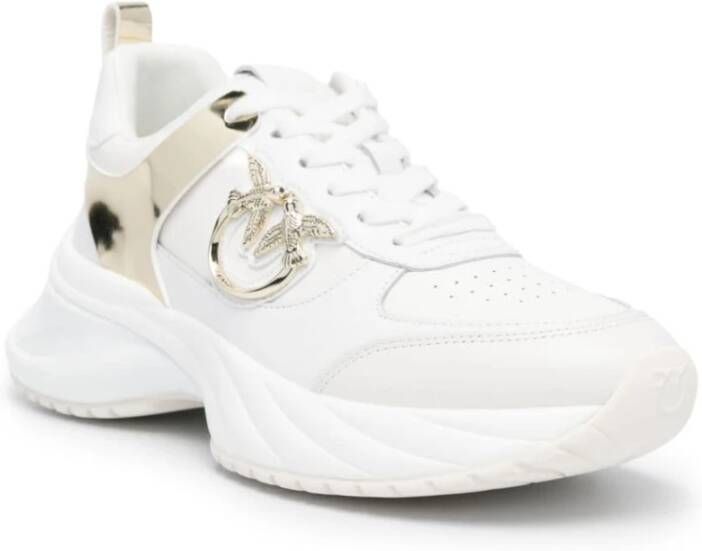 pinko Witte Leren Sneakers met Love Birds White Dames