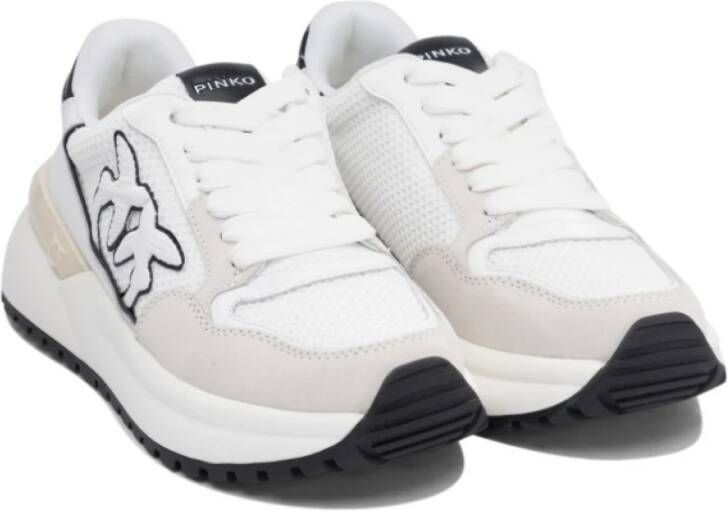 pinko Witte Mesh Leren Sneakers Love Birds White Dames