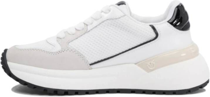 pinko Witte Mesh Leren Sneakers Love Birds White Dames