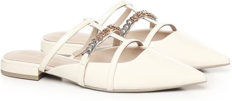 pinko Witte Sandalen van Lakleer met Metalen Ketting White Dames