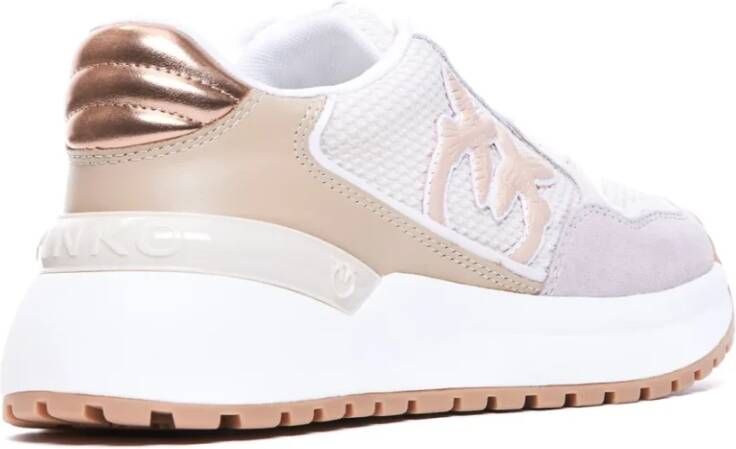 pinko Witte Suède en Mesh Sneakers White Dames