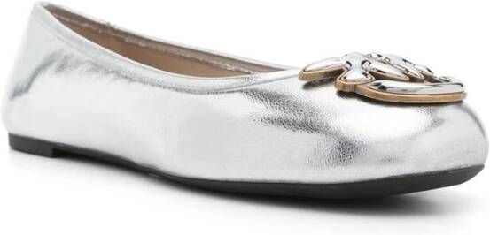 pinko Zilver-tone Ronde Neus Leren Schoenen Gray Dames