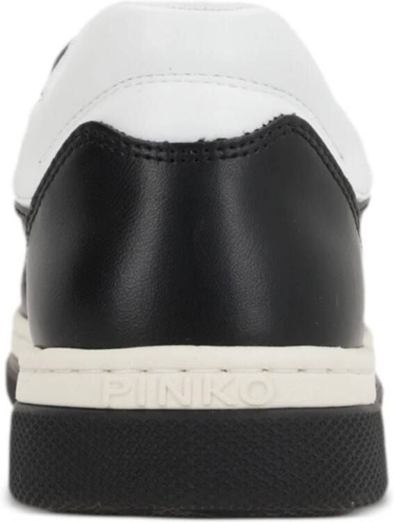 pinko Zwart Wit Kalfsleren Sneakers Black Dames