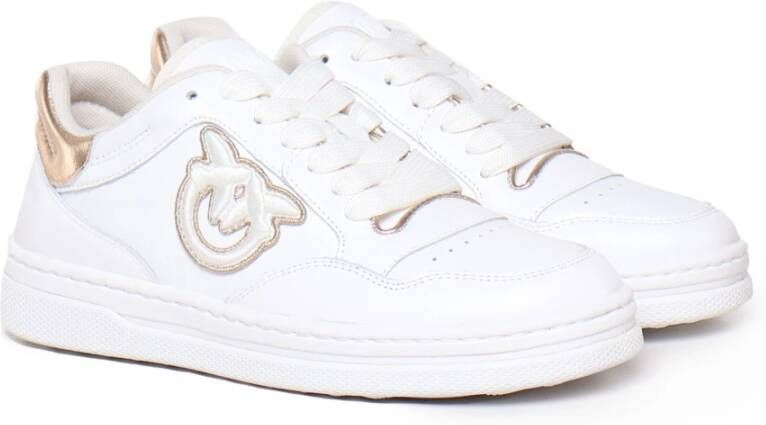 pinko Zwart en wit leren sneakers White Dames