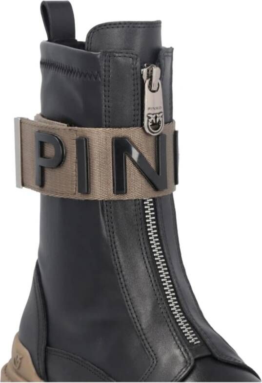 pinko Zwarte Enkellaarzen Black Dames