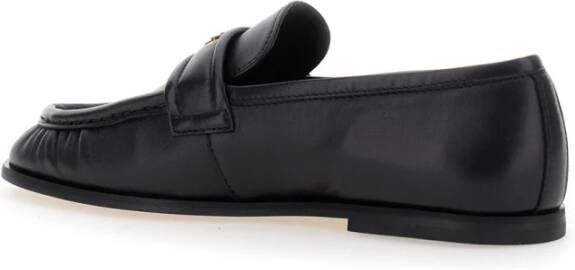 pinko Zwarte leren loafers met metalen logo Black Dames