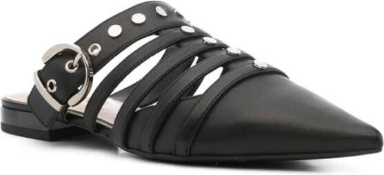 pinko Zwarte Leren Sandalen Verhogen Stijl Black Dames