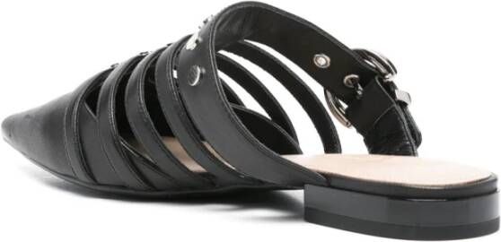 pinko Zwarte Leren Sandalen Verhogen Stijl Black Dames