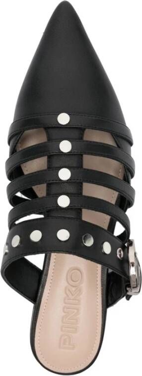 pinko Zwarte Leren Sandalen Verhogen Stijl Black Dames