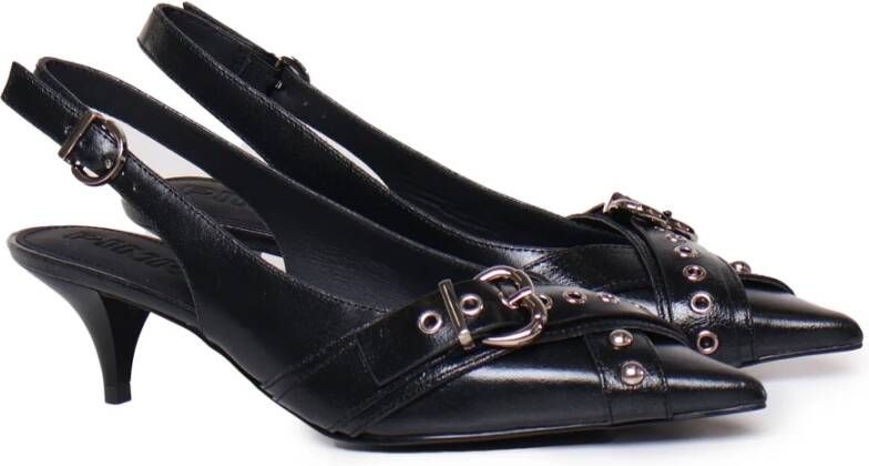 pinko Zwarte Leren Slingback Band Schoenen Black Dames