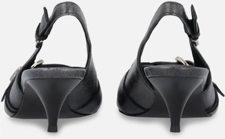 pinko Zwarte leren slingback hakken met gesp Black Dames