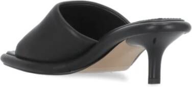 pinko Zwarte leren slippers met Love Birds Black Dames