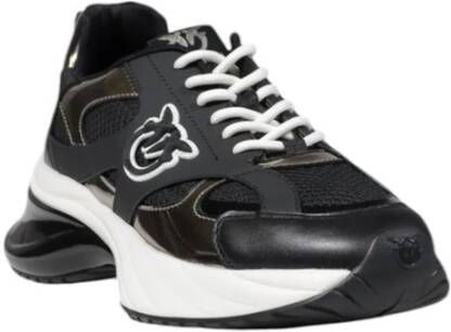 pinko Zwarte Leren Sneaker Dames Collectie Black Dames