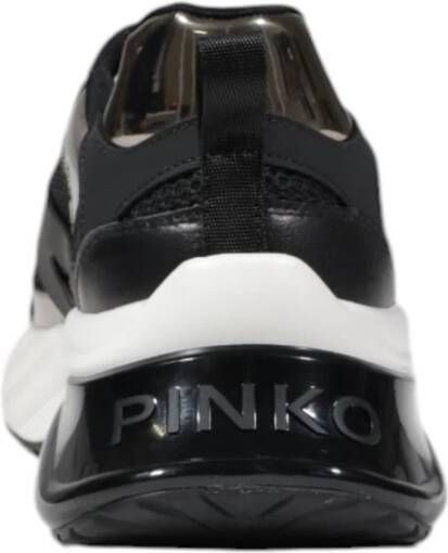 pinko Zwarte Leren Sneaker Dames Collectie Black Dames