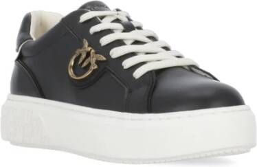 pinko Zwarte leren sneakers met Love Birds Black Dames