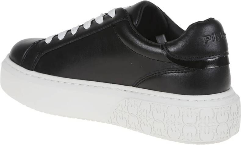 pinko Zwarte Leren Sneakers Verhogen Stijl Black Dames