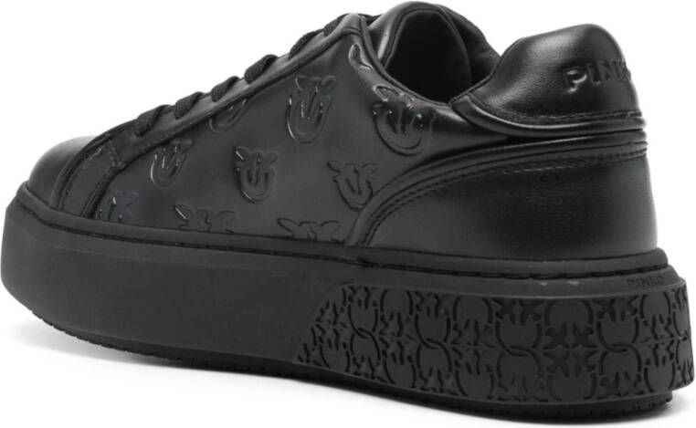 pinko Zwarte Leren Sneakers voor Vrouwen Black Dames