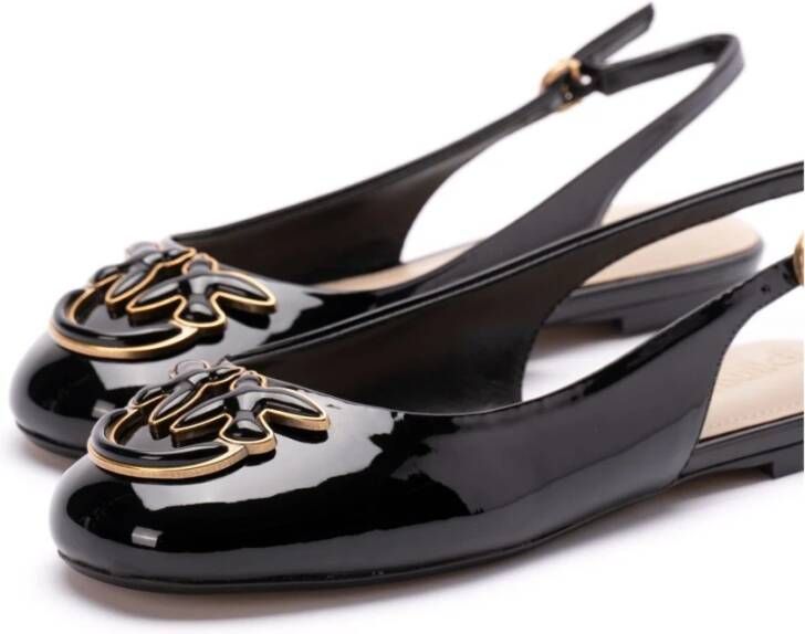 pinko Zwarte Love Birds Leren Sandalen Black Dames