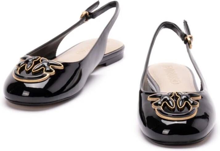 pinko Zwarte Love Birds Leren Sandalen Black Dames