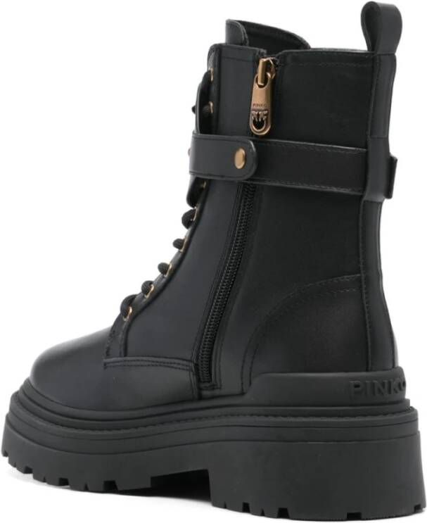 pinko Zwarte platte schoenen met enkelband Black Dames