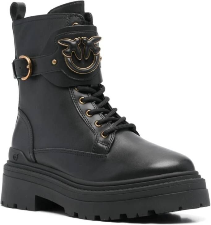 pinko Zwarte platte schoenen met enkelband Black Dames